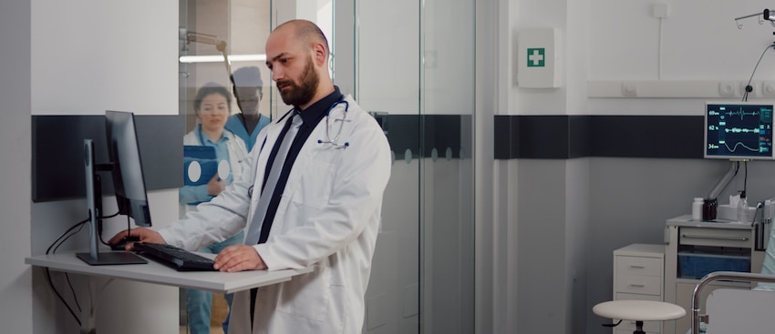 doctor looking at EHR data